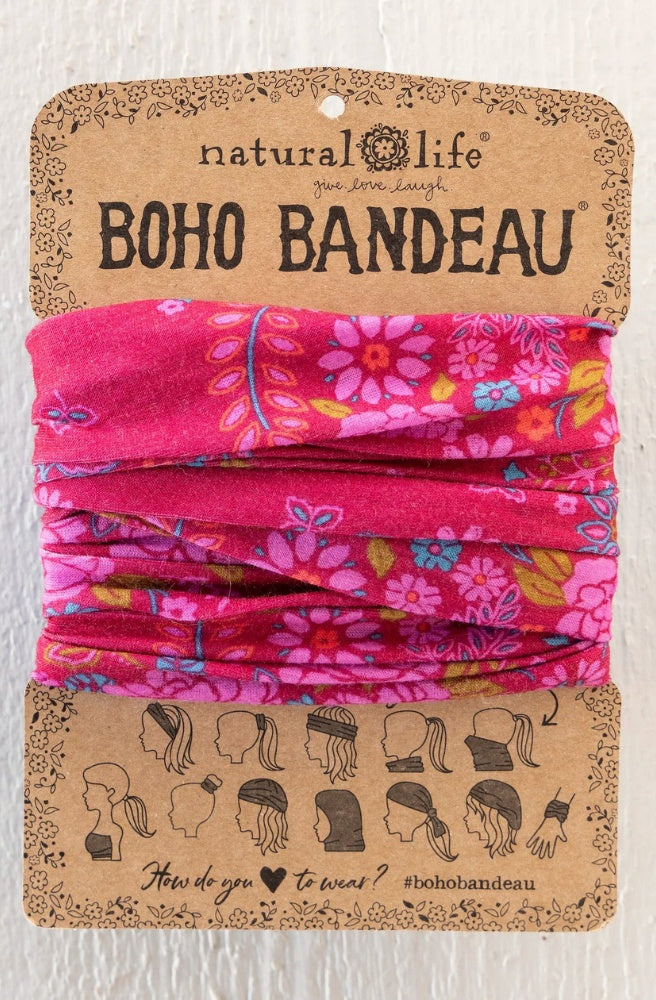 Boho Bandeau Merlot Floral Bandana vibrant floral stretch headband