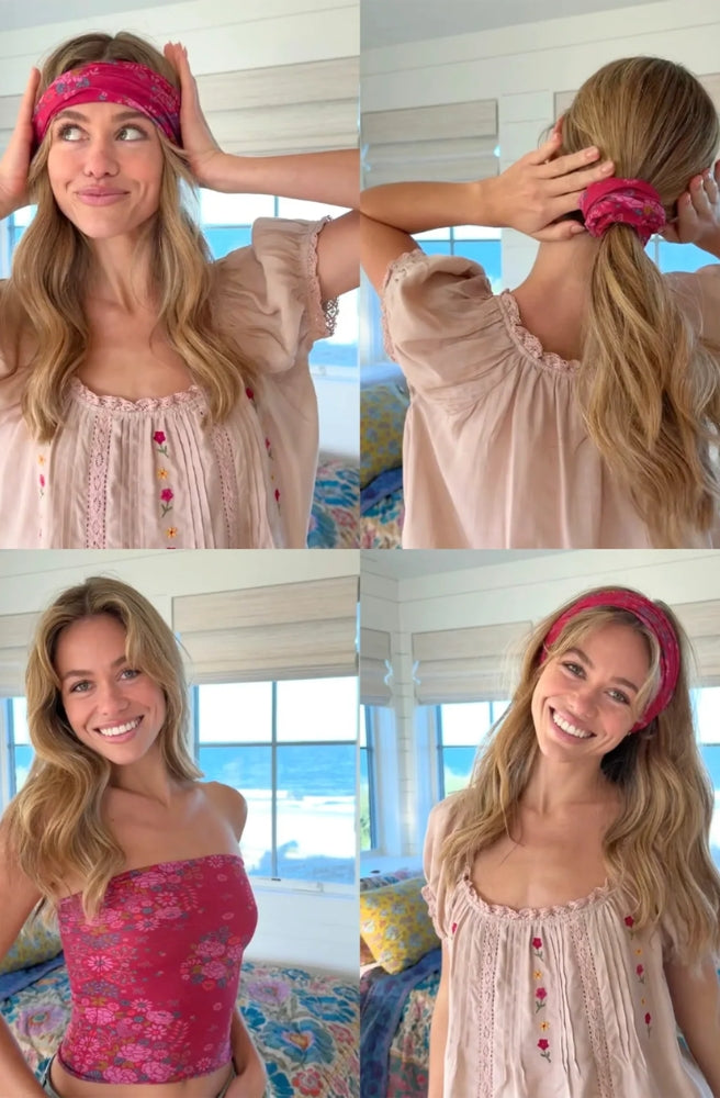 Boho Bandeau Merlot Floral Bandana