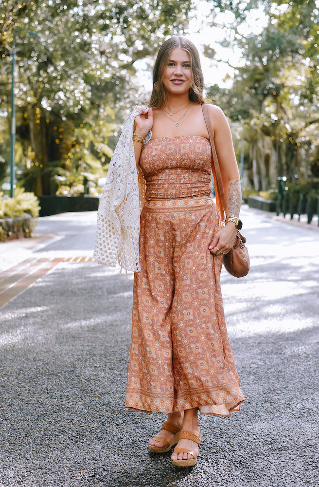 Brown Bayou Drifter Pants Midi Length Front View