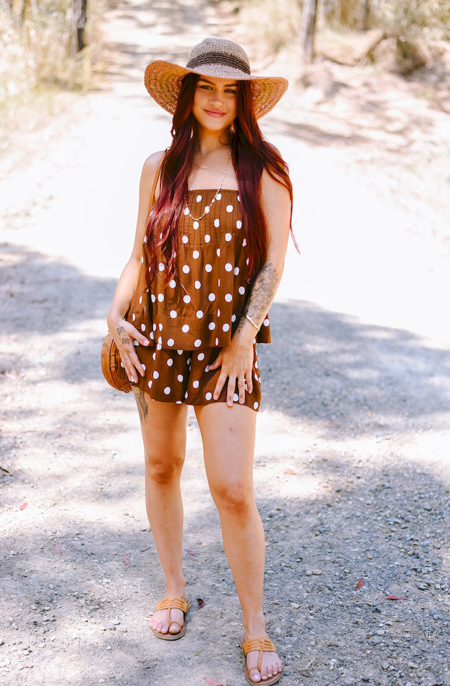 Brown Polka Dot Playsuit