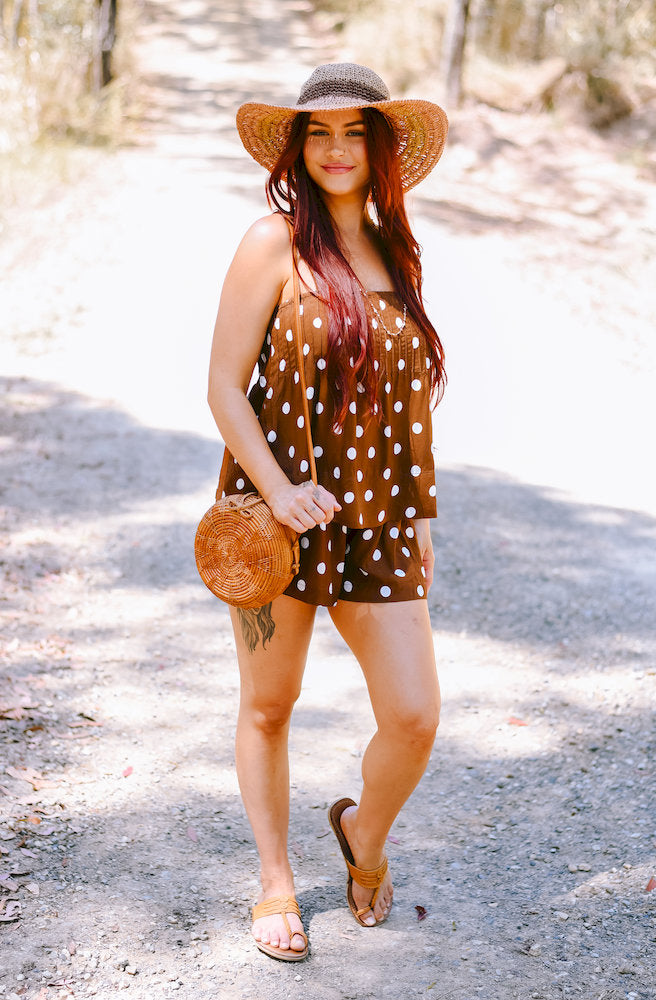 Brown Polka Dot Playsuit