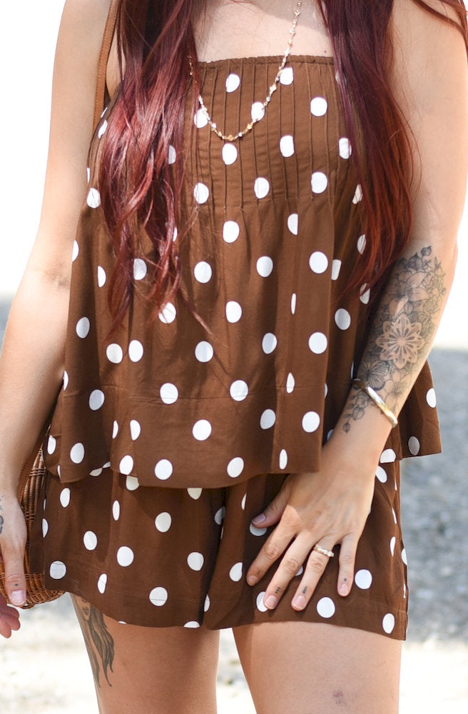Brown Polka Dot Playsuit