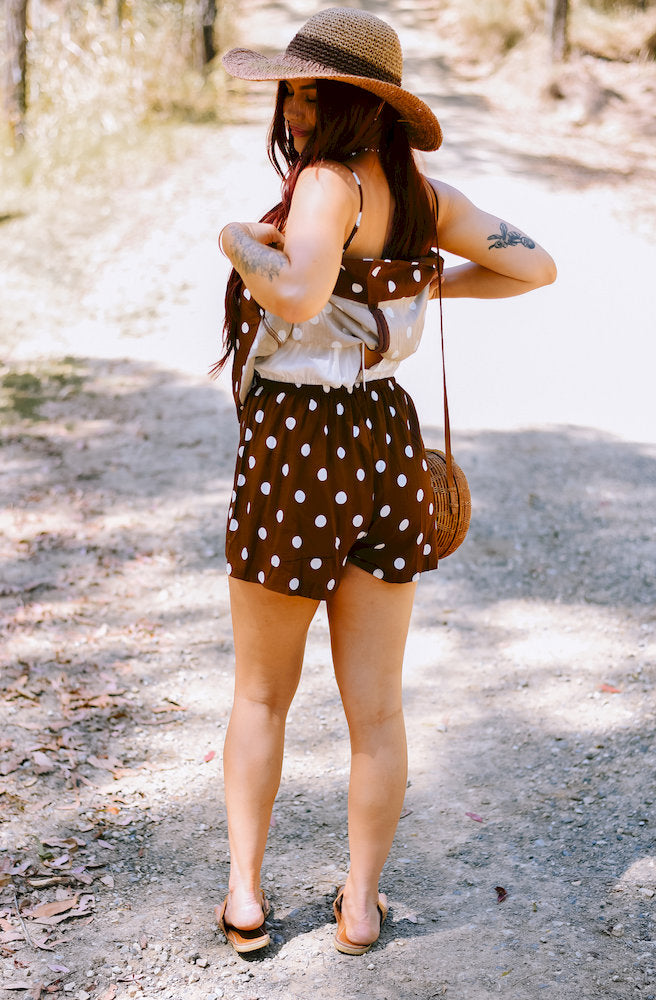 Brown Polka Dot Playsuit