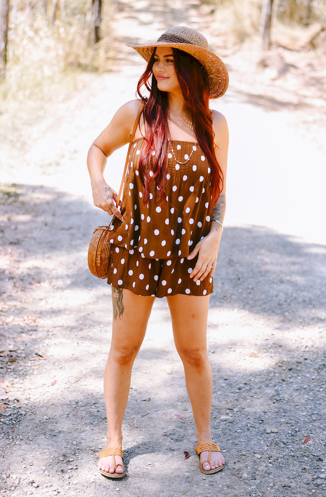 Brown Polka Dot Playsuit