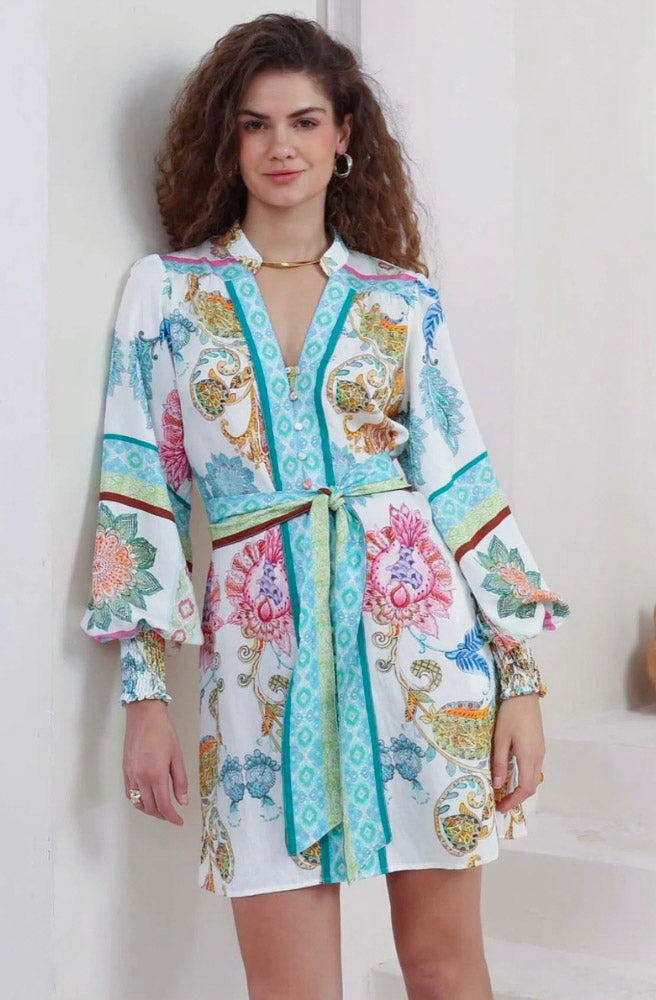 Calipso Bloom Long Sleeve Mini Dress