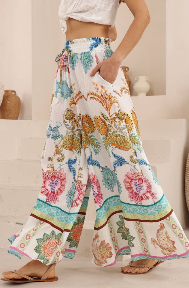 Calipso Bloom maxi pants side view flowy wide leg