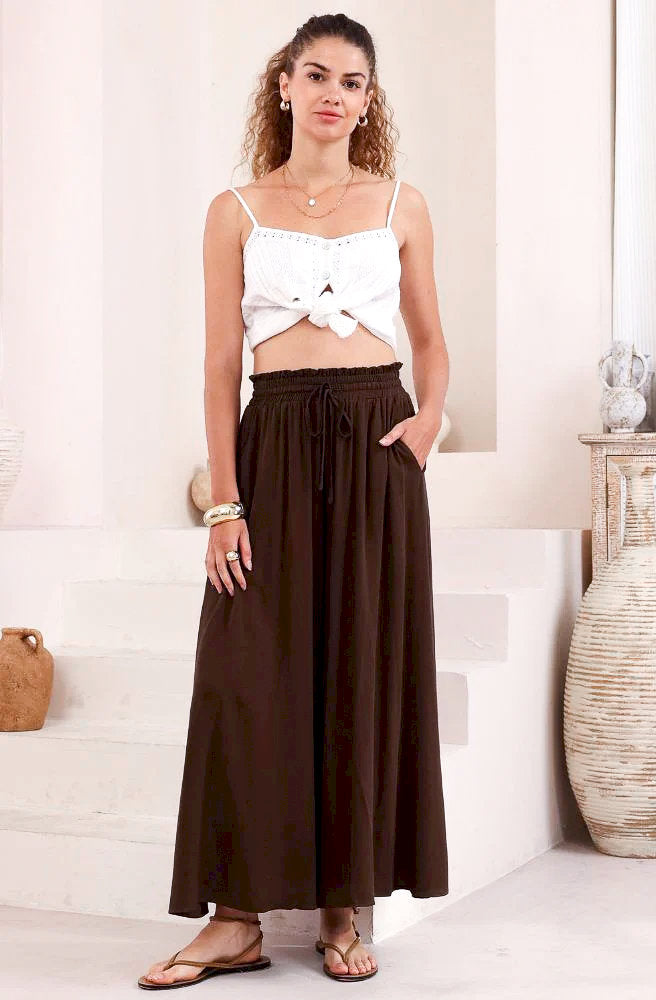 Cinnamon wide-leg palazzo pants in soft flowing rayon