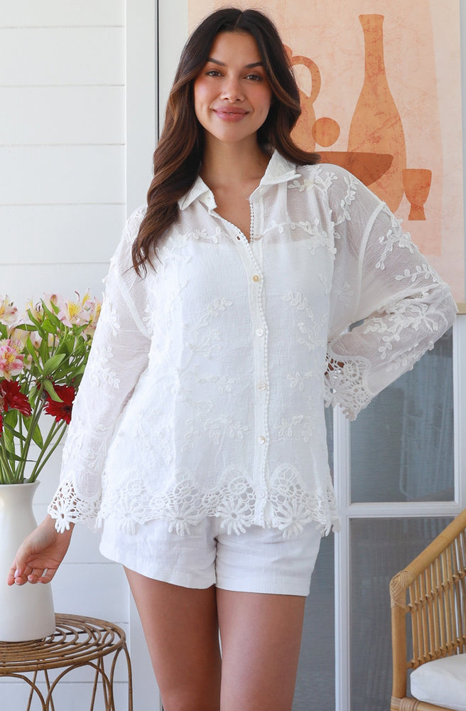 Coastal Whisper Lace Blouse