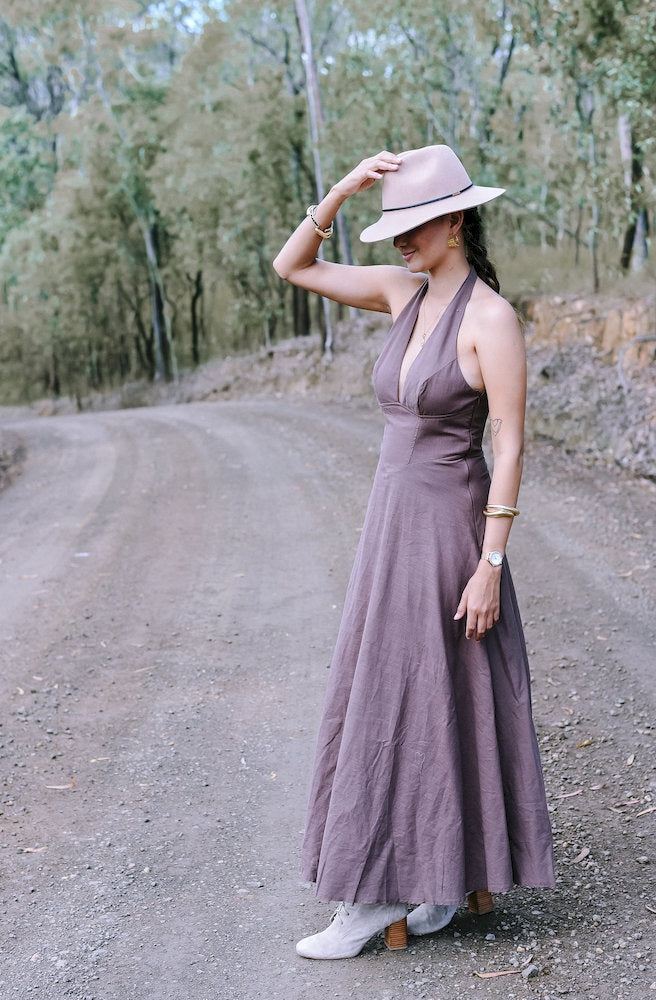 Cocoa Blossom Halter Maxi