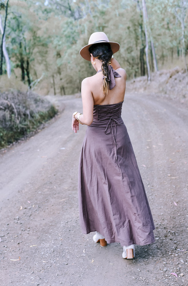 Cocoa Blossom Halter Maxi