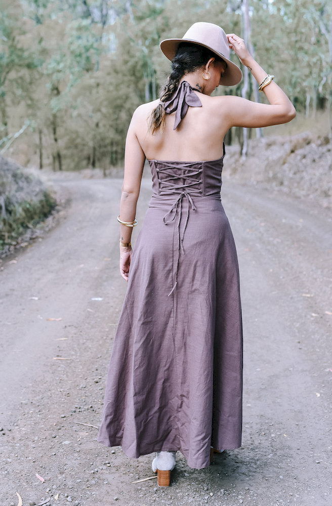 Cocoa Blossom Halter Maxi
