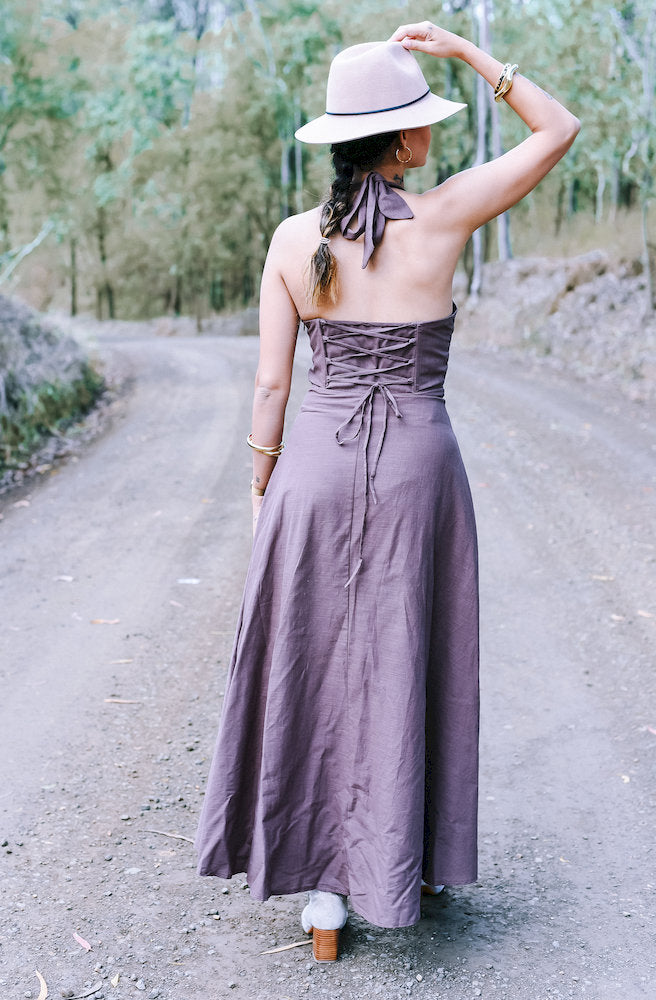 Cocoa Blossom Halter Maxi