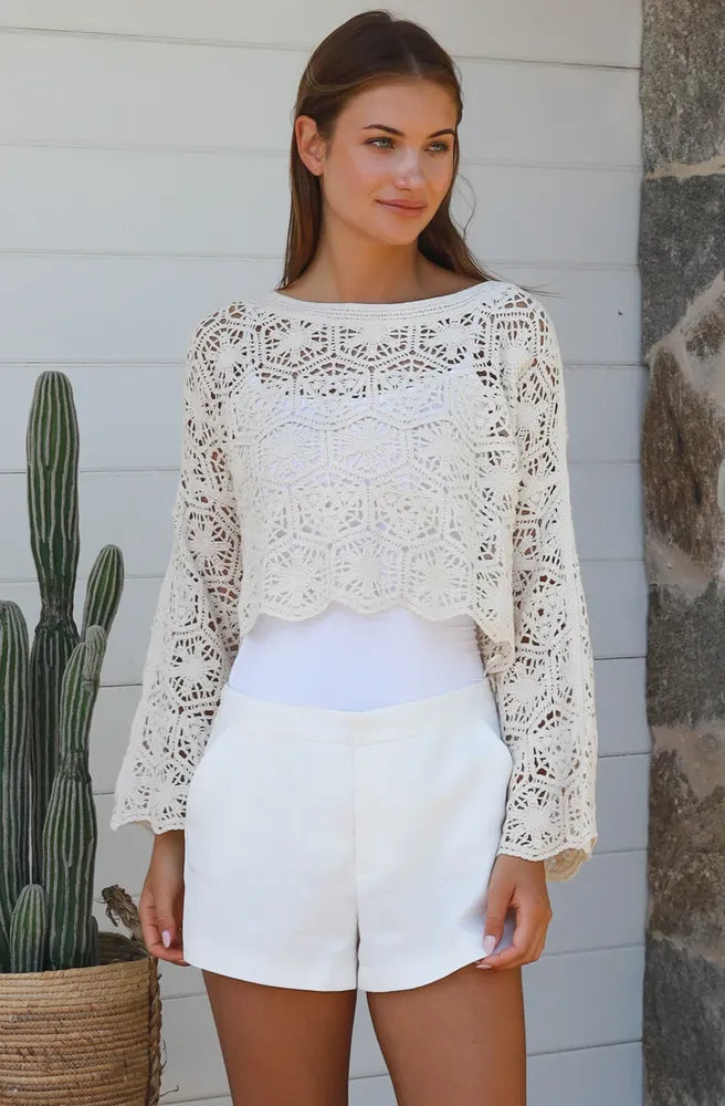 Cream Crochet Top