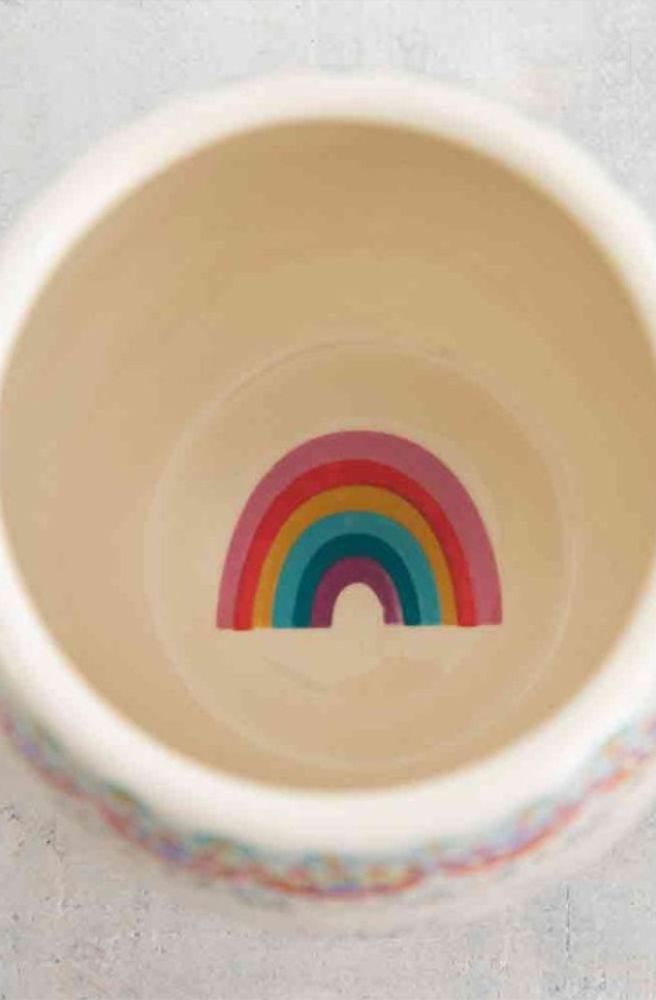 Cup Of Mug Happy Borders hand-sculpted ceramic mug with decorative border