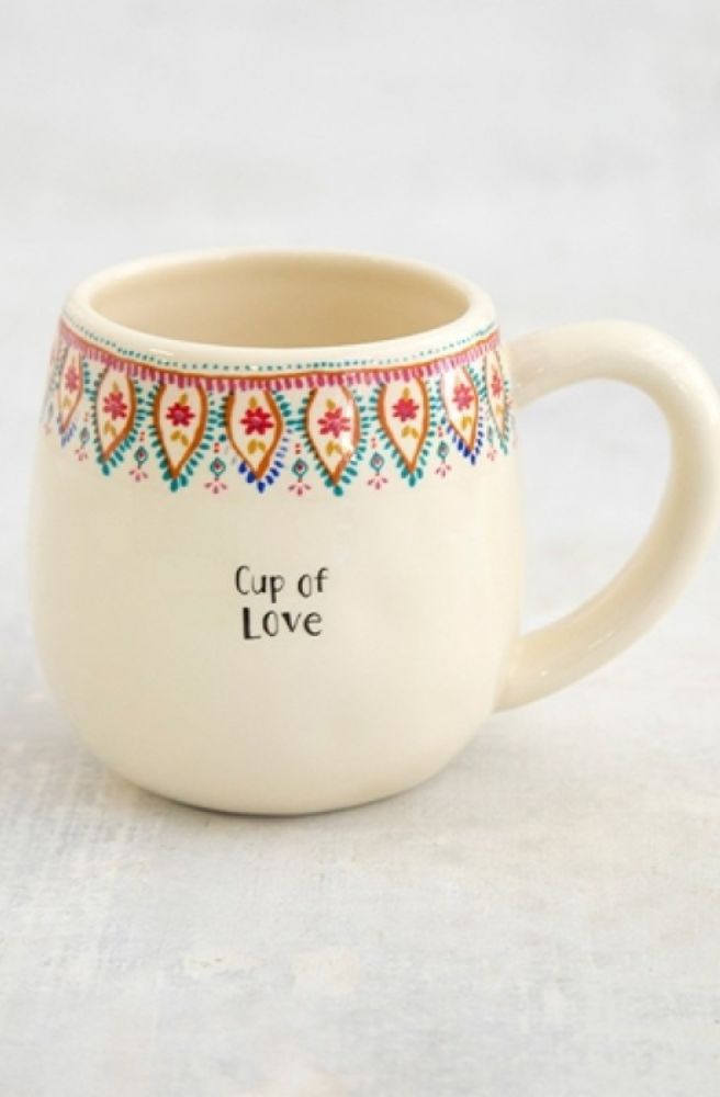 Cup Of Mug Love Borders hand-sculpted ceramic mug with decorative border