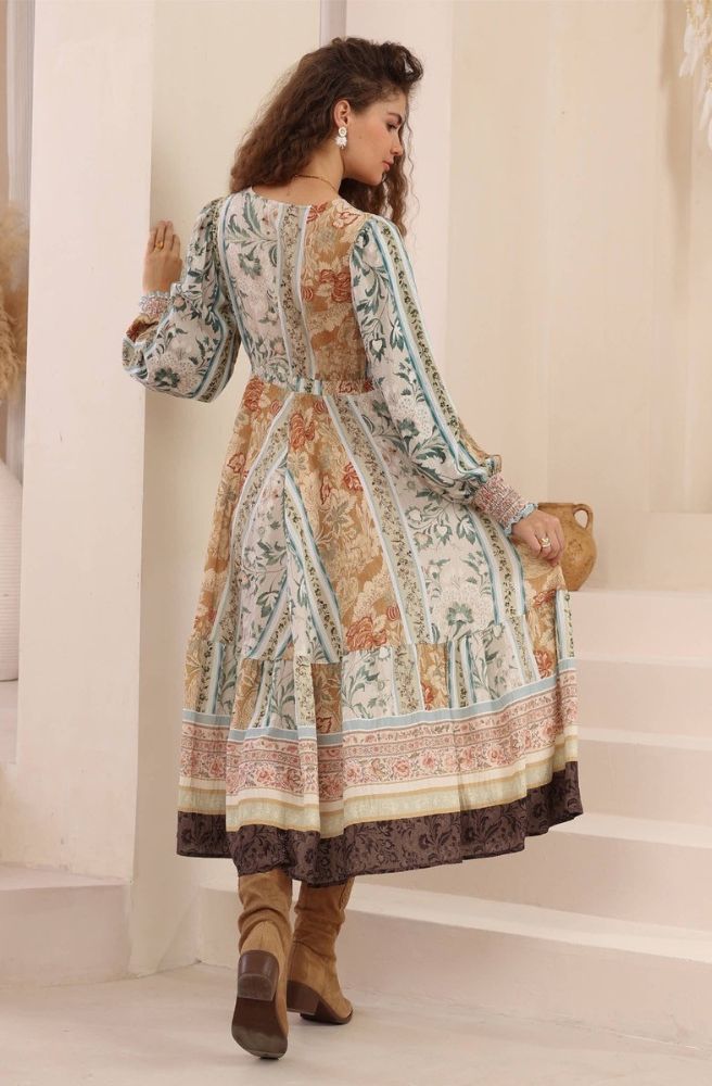 Desert Heirloom maxi dress back view flowing skirt