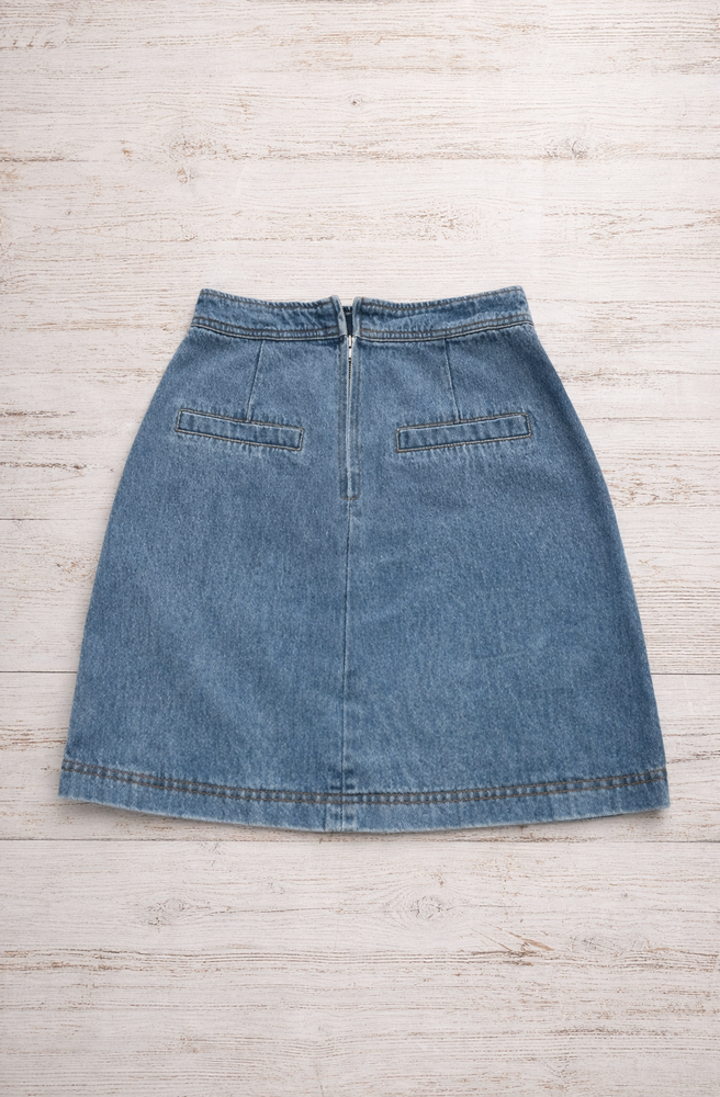 Downtown Denim Wrap Skirt Back View