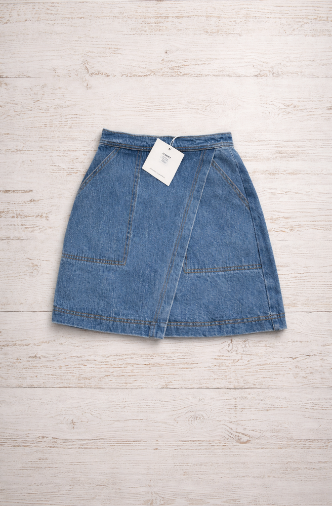 Downtown Denim Wrap Skirt Front View