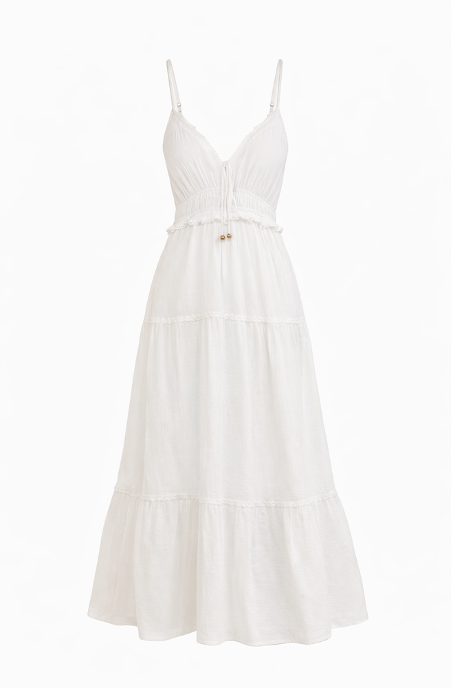 Elara Lace Tiered Maxi Dress