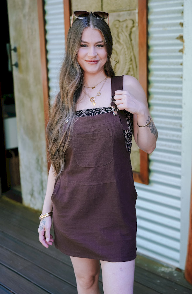 Gypsy Thread Pinafore Short Coffee