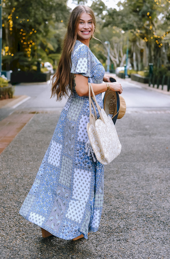 Indigo Mosaic Nymph Wrap Dress Side View