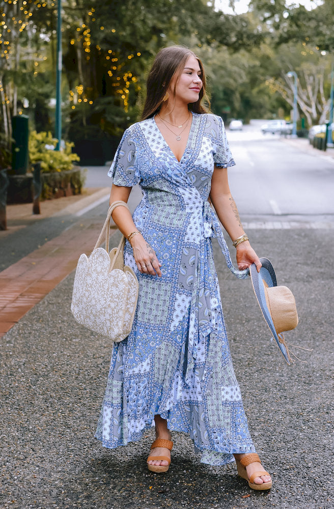 Indigo Mosaic Nymph Wrap Dress