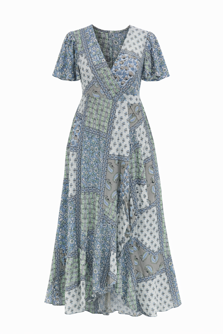 Indigo Mosaic Nymph Wrap Dress