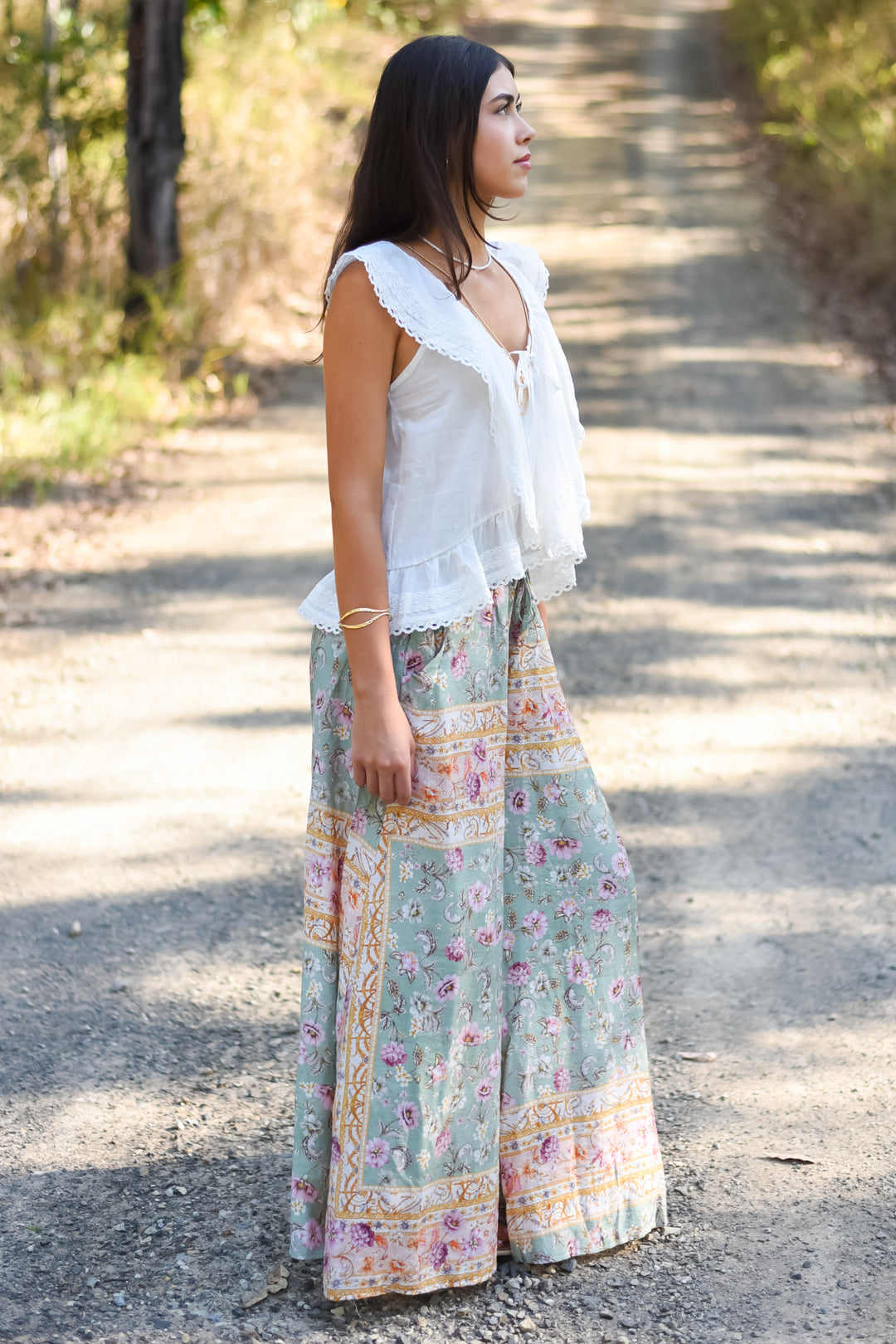 Ivory Lace Tie-Front Top