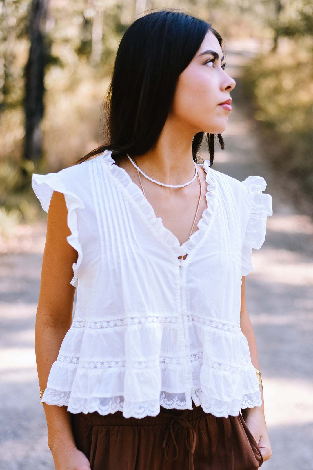 Ivory Pleated Peplum Top