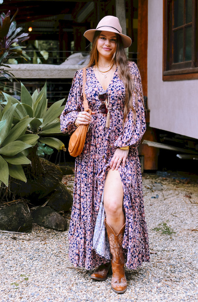 Jaase Midnight Meadow Teresa Maxi Dress, Womens Boho Autumn Style 