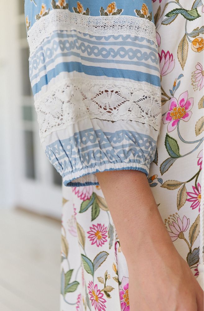 Jaase Pixie Petals Meadow Maxi Dress Sleeve Close Up