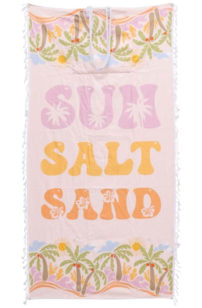 Kids Surf Pinks towel with palm tree print