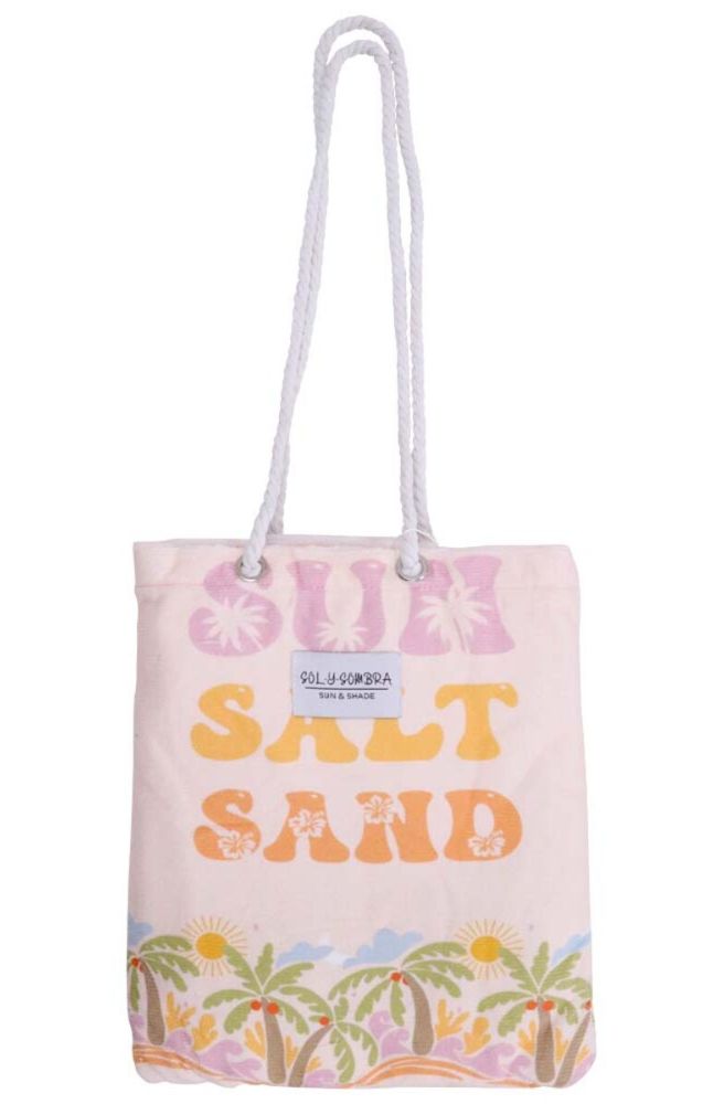 Kids Surf Pinks towel folded in matching bag