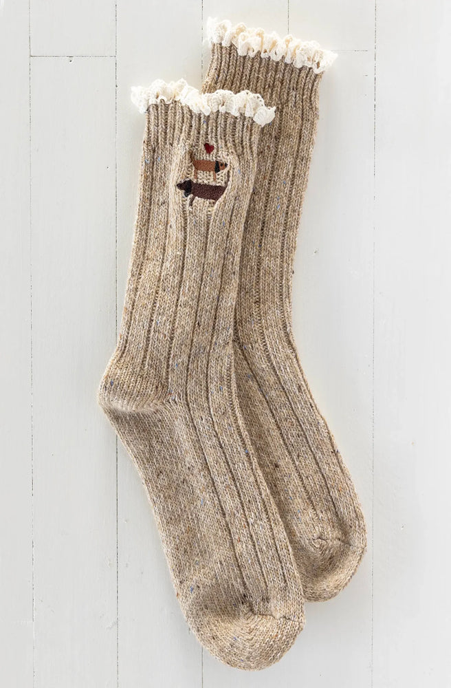 Little Things Emb Sock Dog