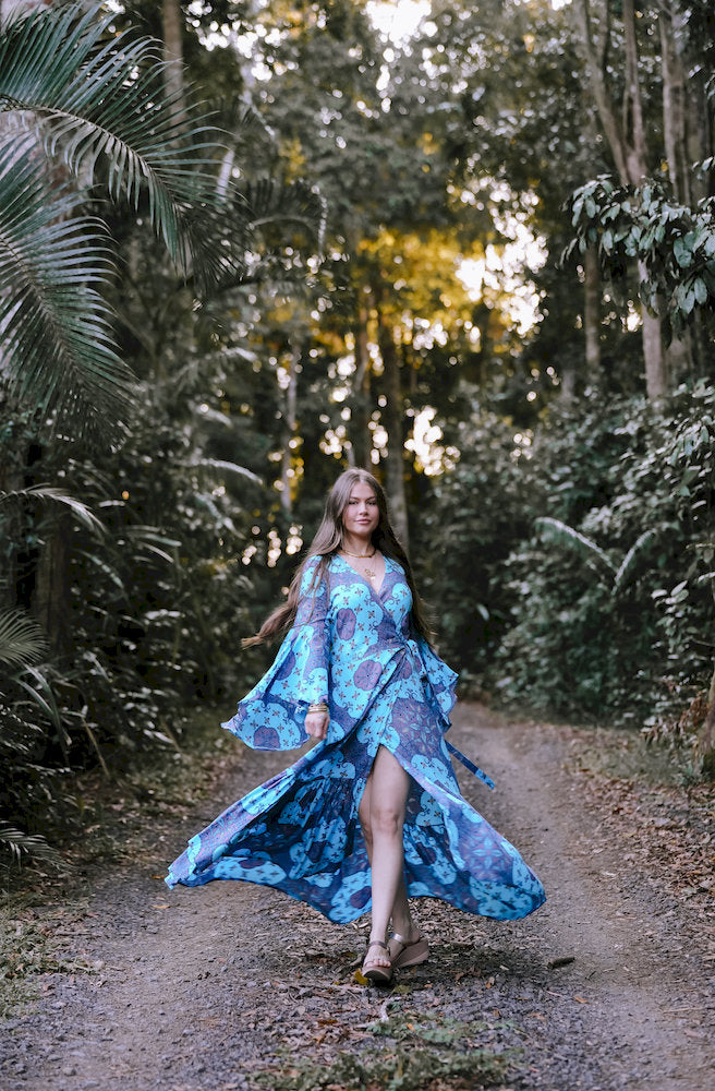 Lulu Print Saradon Maxi Dress exclusive paisley print maxi dress with adjustable wrap waist and ruffle hem