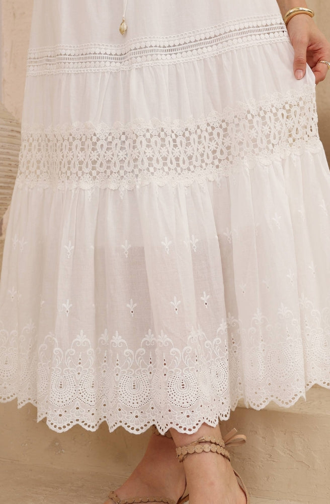 Luna Cotton Lace Long Skirt