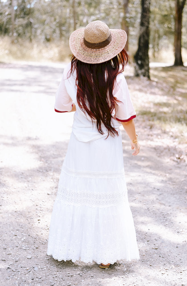 Luna Cotton Lace Long Skirt