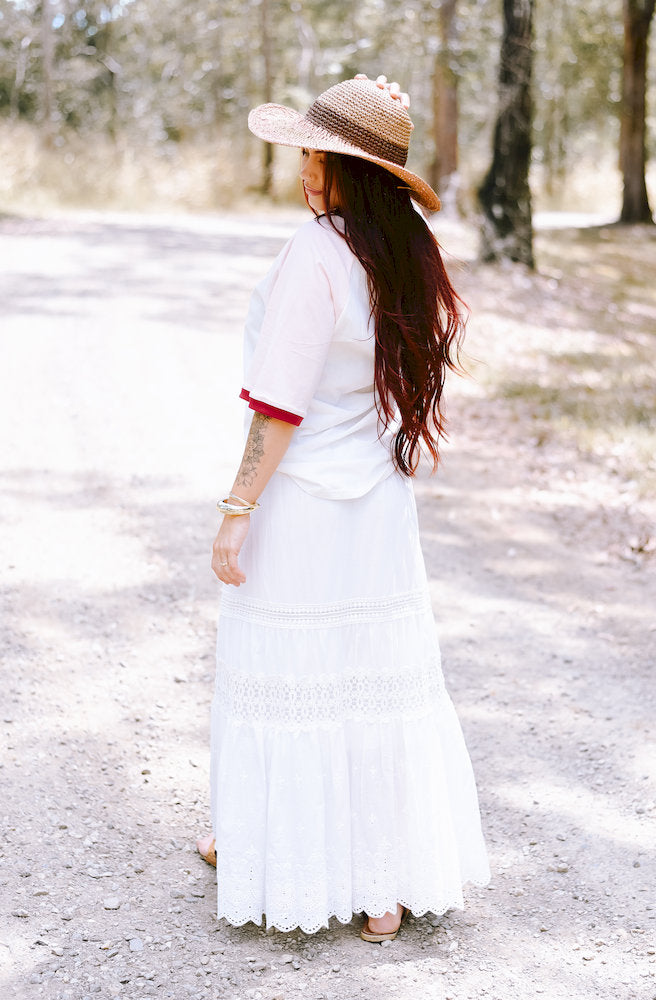 Luna Cotton Lace Long Skirt
