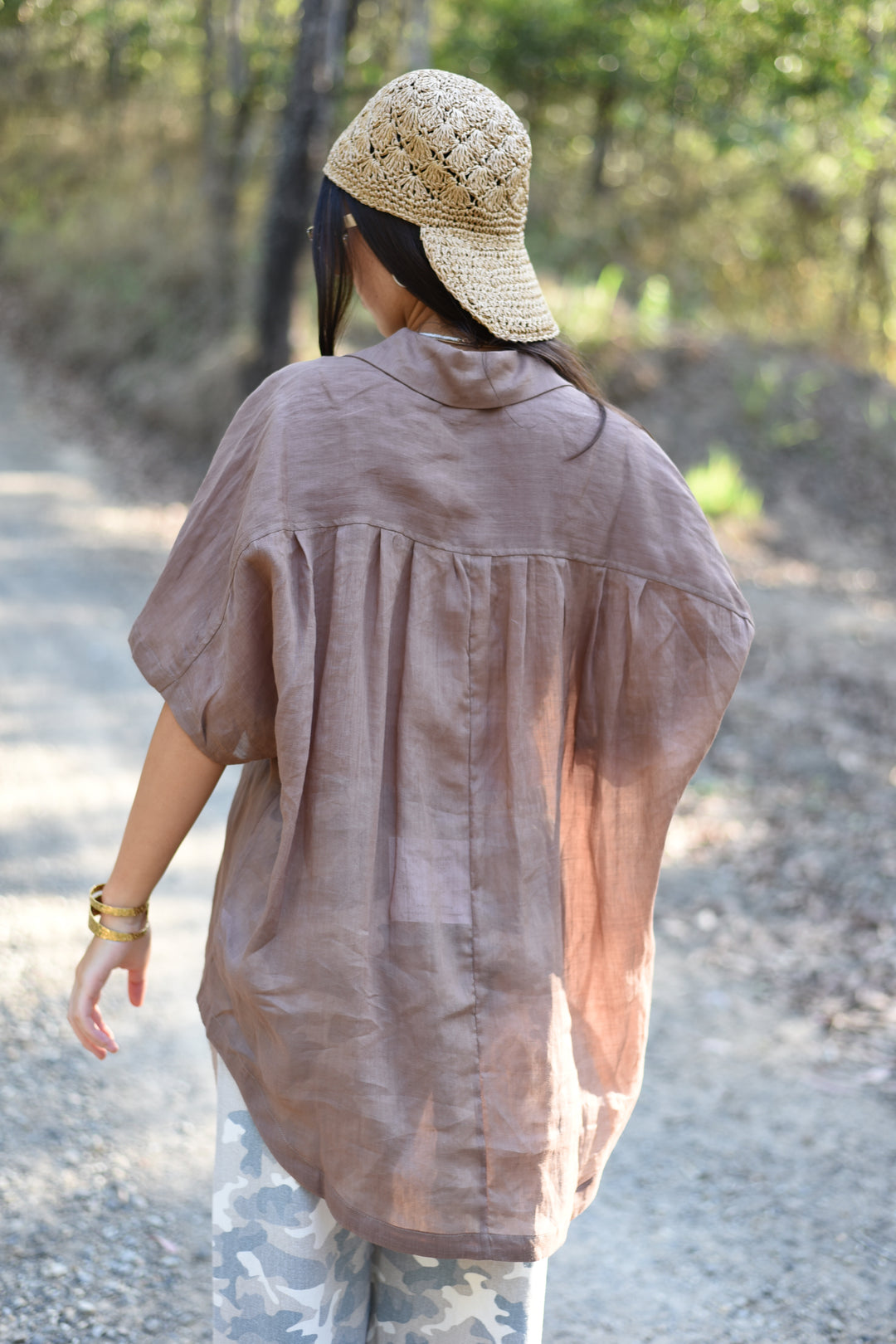 Mocha Relaxed Button Top