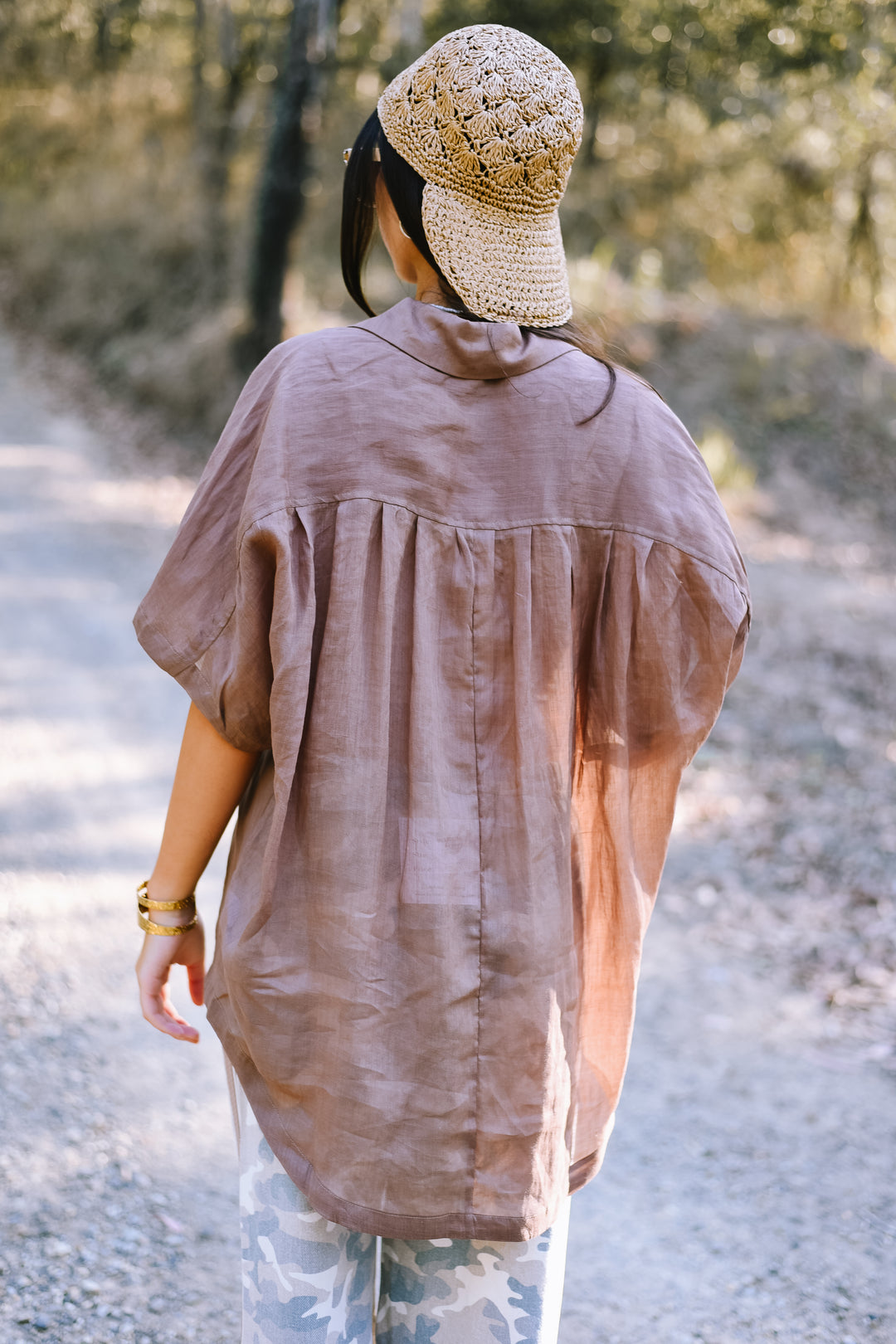 Mocha Relaxed Button Top