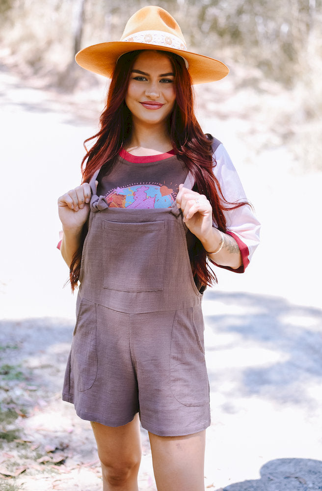 Mocha Short Tide Overalls