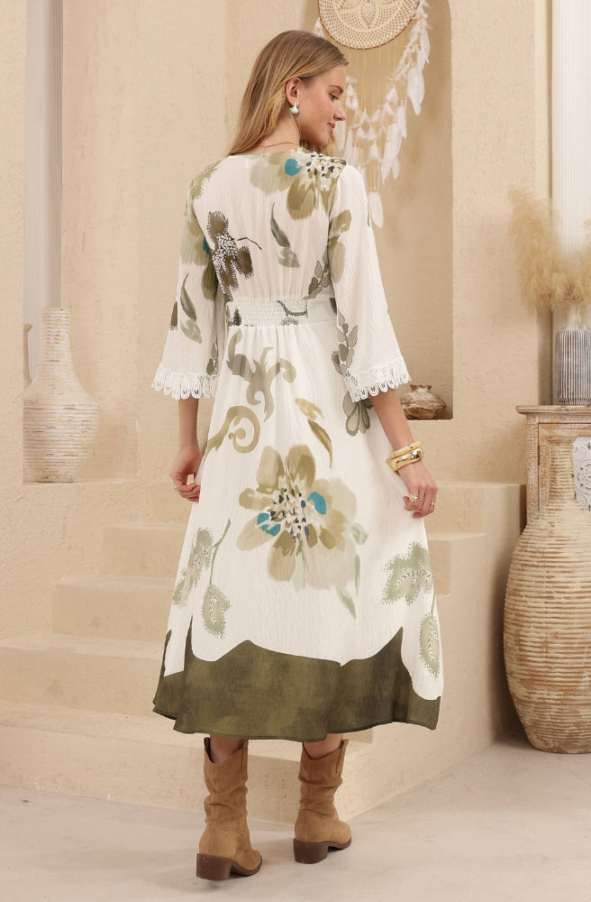 Olive Bloom Maxi Dress