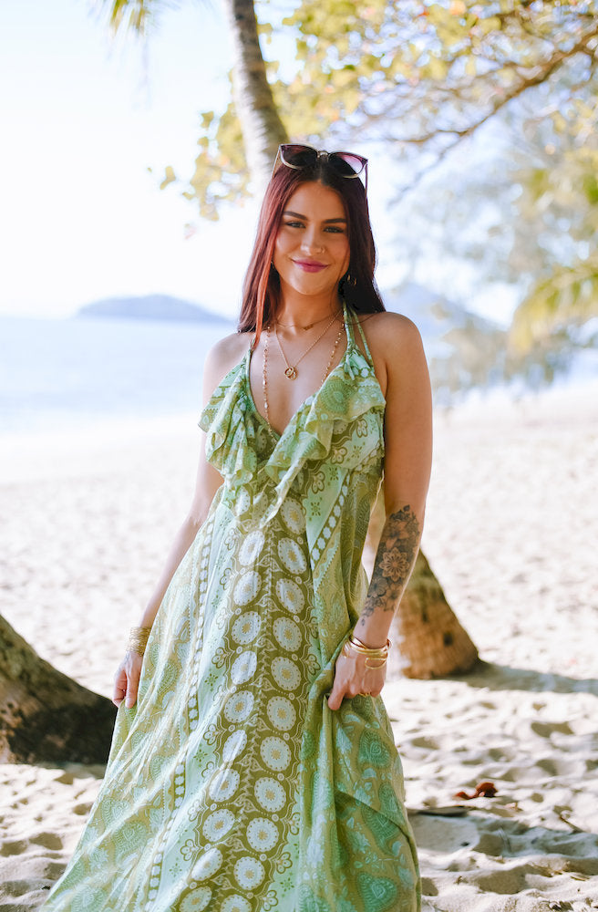Paisley Mint Kiss Halter Dress