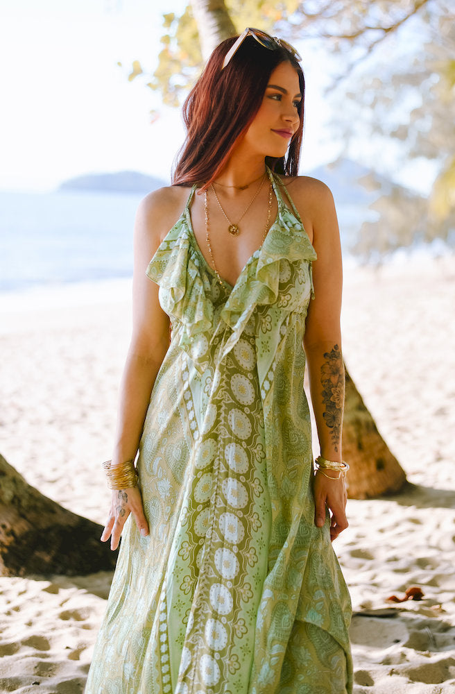 Paisley Mint Kiss Halter Dress