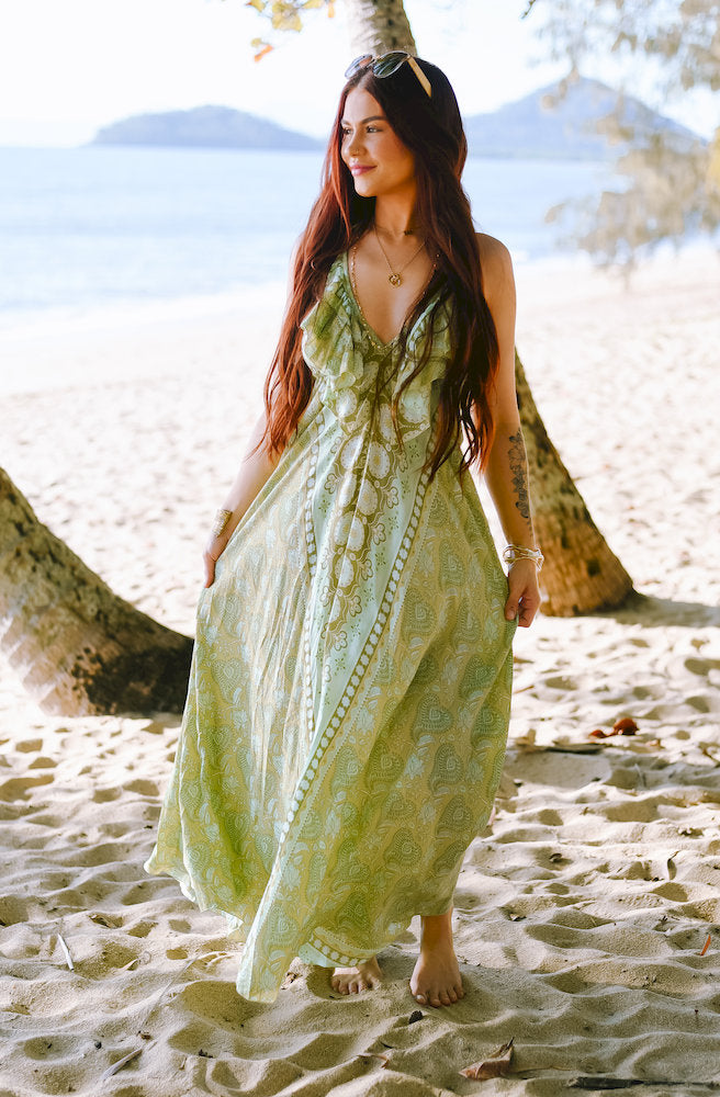 Paisley Mint Kiss Halter Dress
