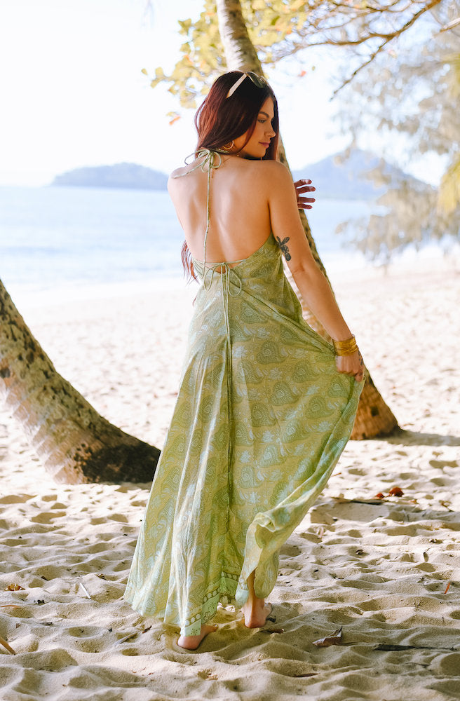 Paisley Mint Kiss Halter Dress