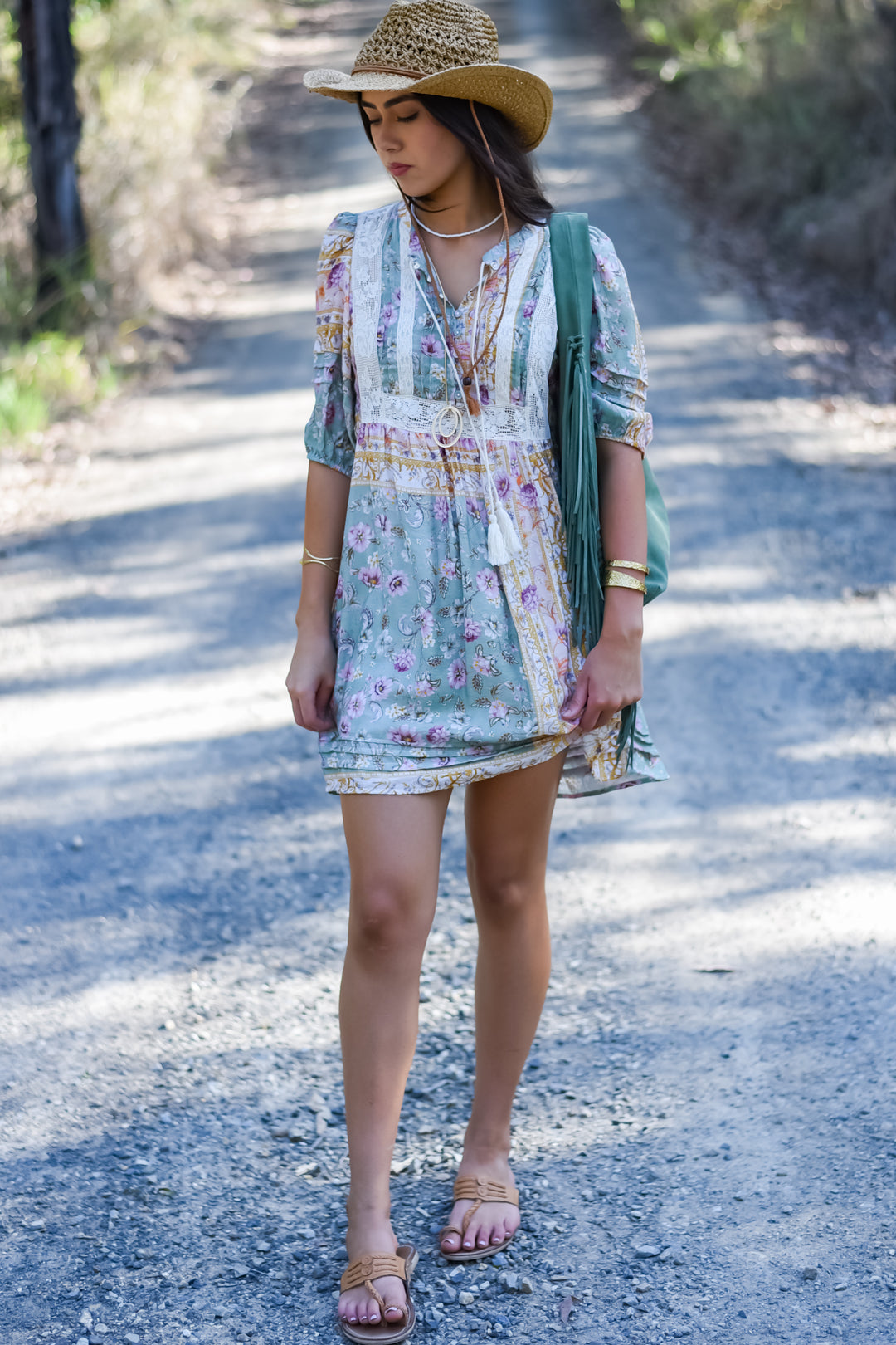 Pastel Mosaic Lace Mini Dress