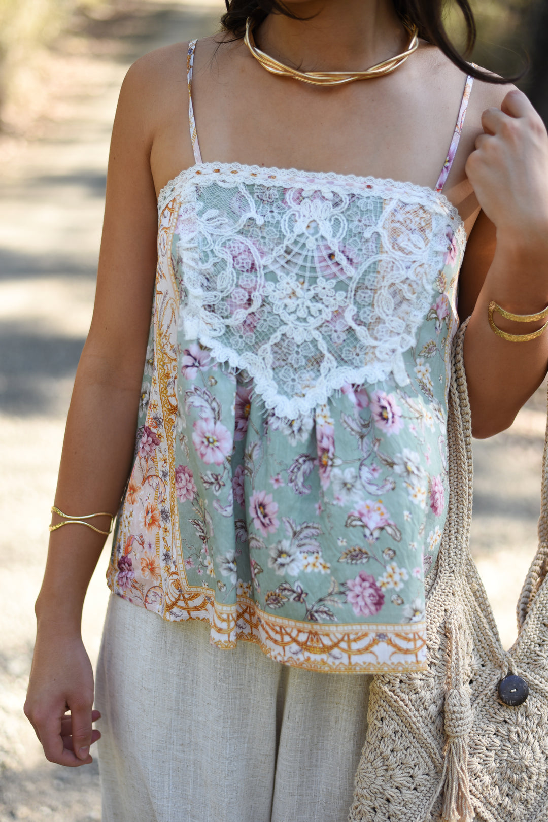 Pastel Mosaic Lace Singlet