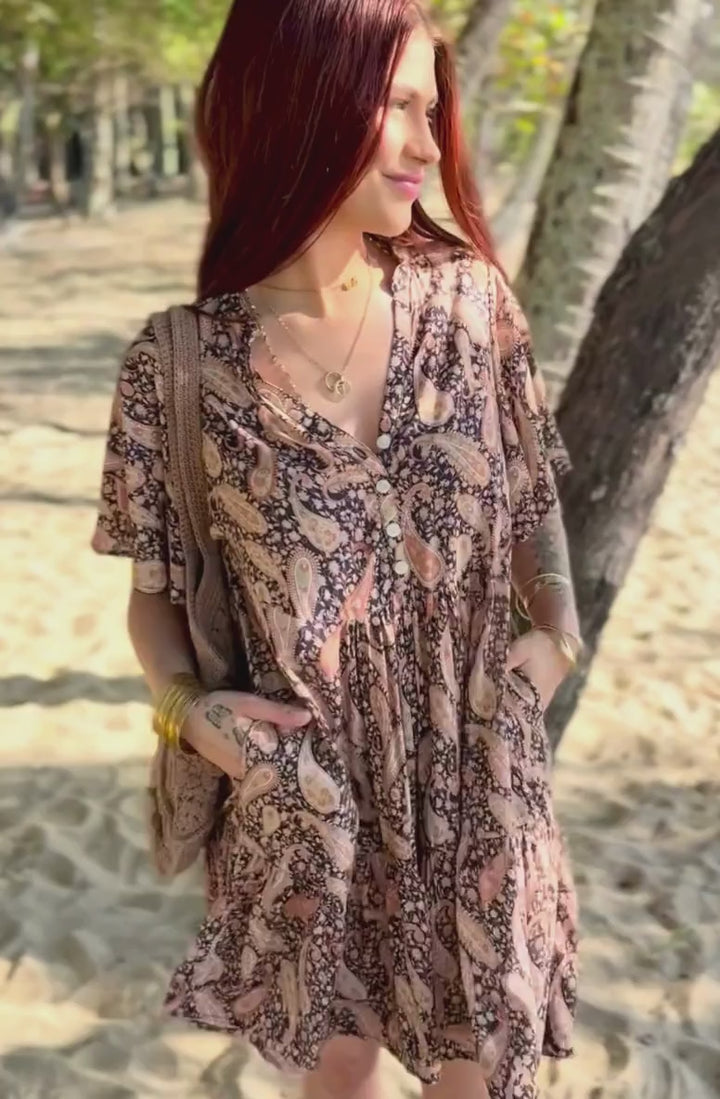 Dusk Paisley Cherry Mini Dress
