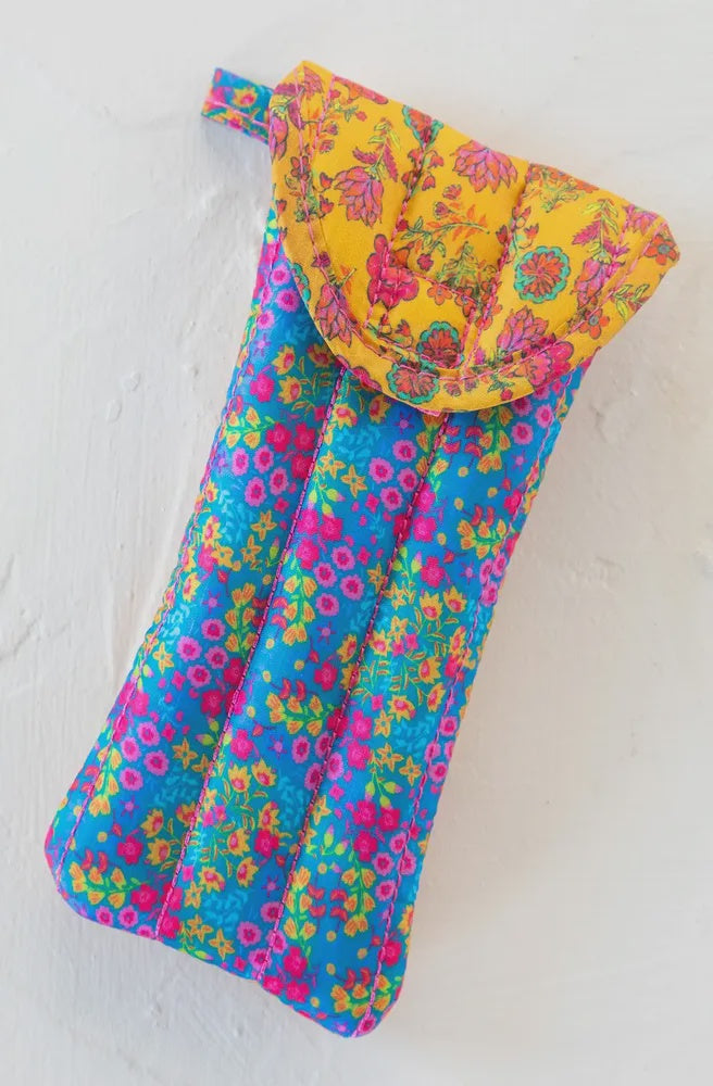 Puffy Glasses Case Neon Floral